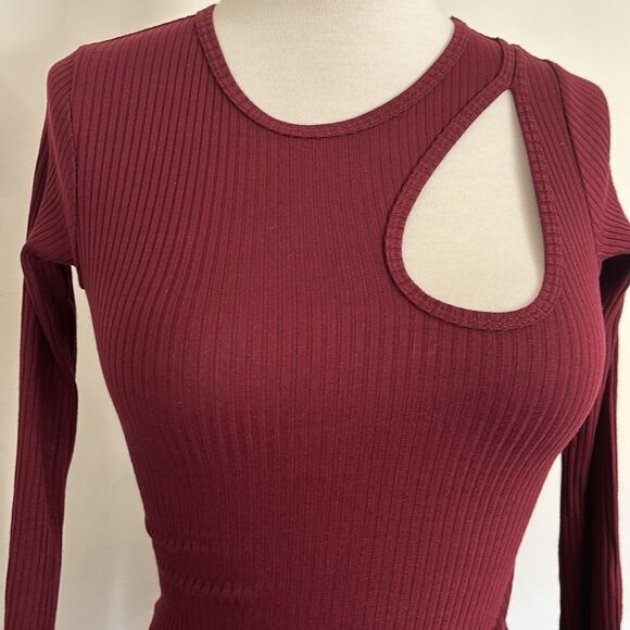 SIMON MILLER Dark Red Ribbed MIDI Dress S - Picture 2 of 9